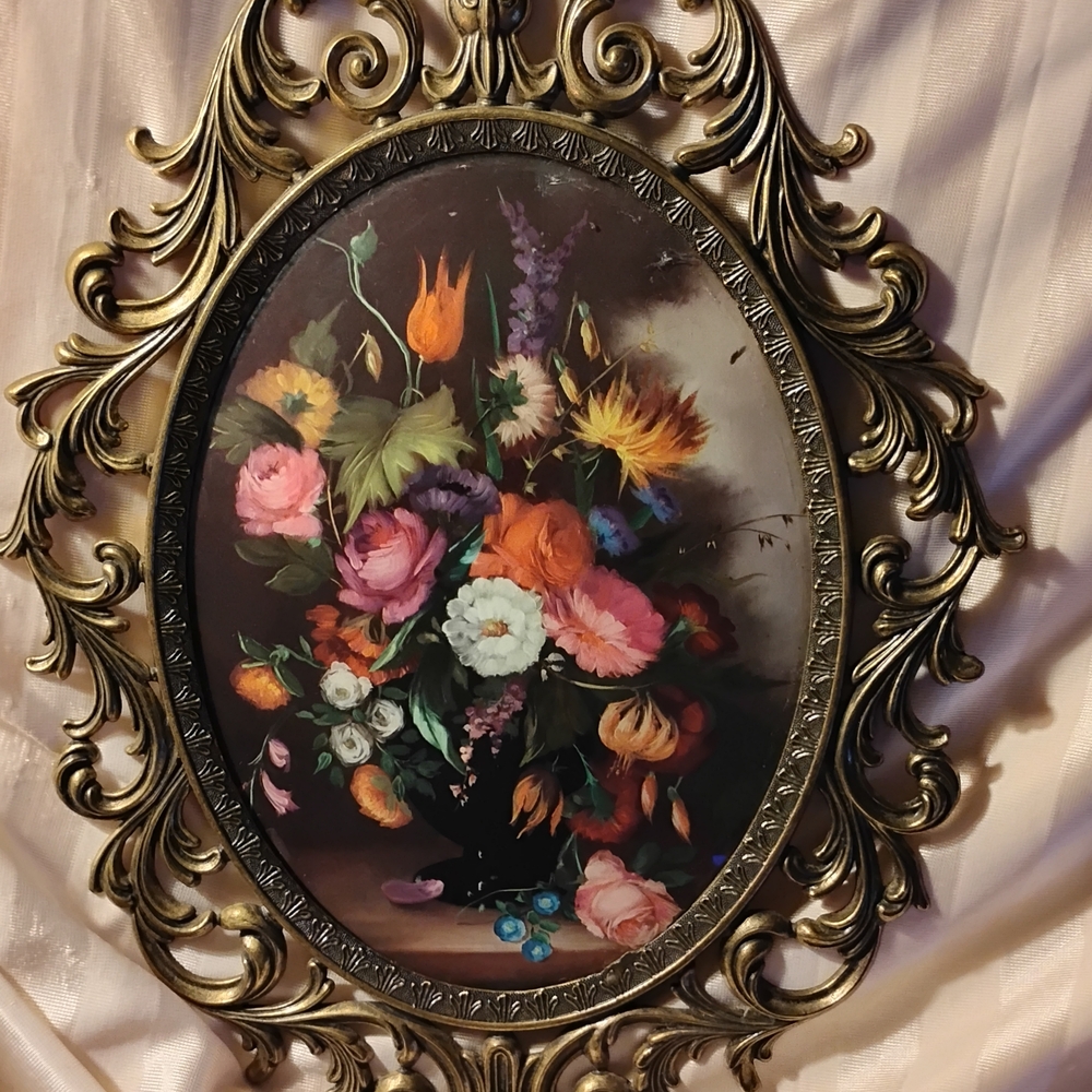 Vintage-Inspired Gold Framed Floral Wall Art
